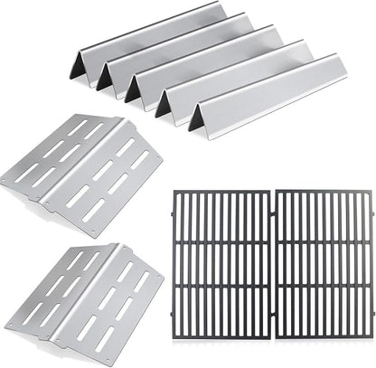 Grill Replacement Parts for Weber Genesis 300 Series, 7620, 7622, 7524 | Stainless Steel Flavorizer Bars, Heat Deflector and Cast Iron Grill Grates E310 E320 E330 S310 S320 S330 EP310 EP320 EP330
