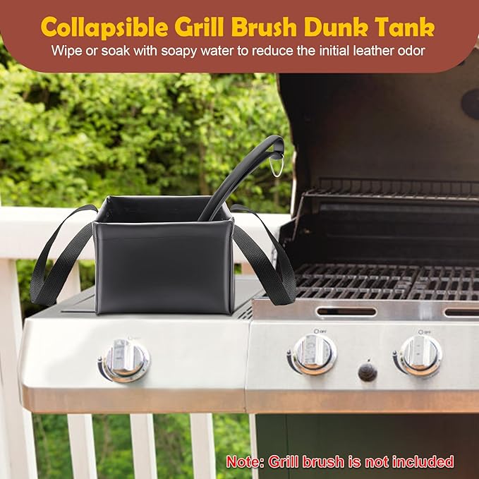 AHIER Collapsible Grill Brush Water Bucket & Dunk Tank for Stainless-Steel Grates, Steam Grill Brush