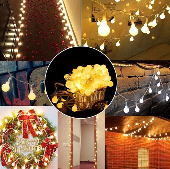 Globe String Lights Battery Operated Warm White ，Water proof 2 Pack 19.7FT 40 LED Globe Fairy String Light 8 Modes with Remote Control , for Home, Party, Christmas, Wedding, Garden Decoration