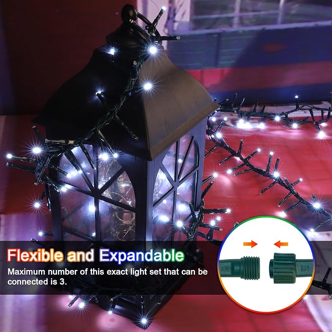 500 LED White Christmas String Lights, Plug in Twinkle Fairy Lights with 8 Modes & Timer, Waterproof Connectable Lights for Indoor Outdoor Home Party Wedding Bedroom Tree Decoration