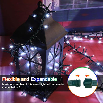 500 LED White Christmas String Lights, Plug in Twinkle Fairy Lights with 8 Modes & Timer, Waterproof Connectable Lights for Indoor Outdoor Home Party Wedding Bedroom Tree Decoration