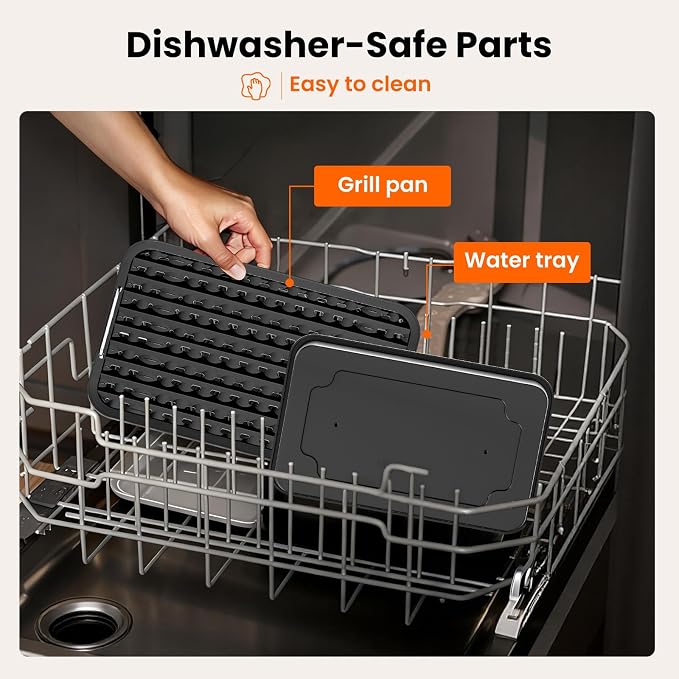 Electactic Indoor Electric Grill & Griddle Combo, Smokeless Nonstick Cooking for Steaks, Burgers, Vegetables and More, Dishwasher-Safe Design