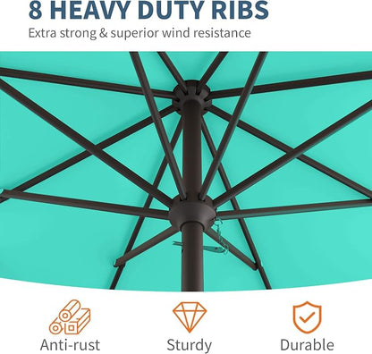 10FT Patio Umbrella, Outdoor Umbrella with Push Button Tilt and Crank, 8 Sturdy Ribs, UV Protection & Waterproof Market Umbrella for Pool, Backyard, Beach,Deck