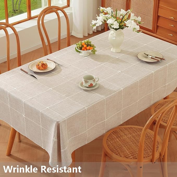 TruDelve Cloth Tablecloth 60 x 84 Inch Rectangle Table Cloths for Rectangle Tables Rustic Oblong Washable Tablecloths(Linen,84"x60",Rectangular)