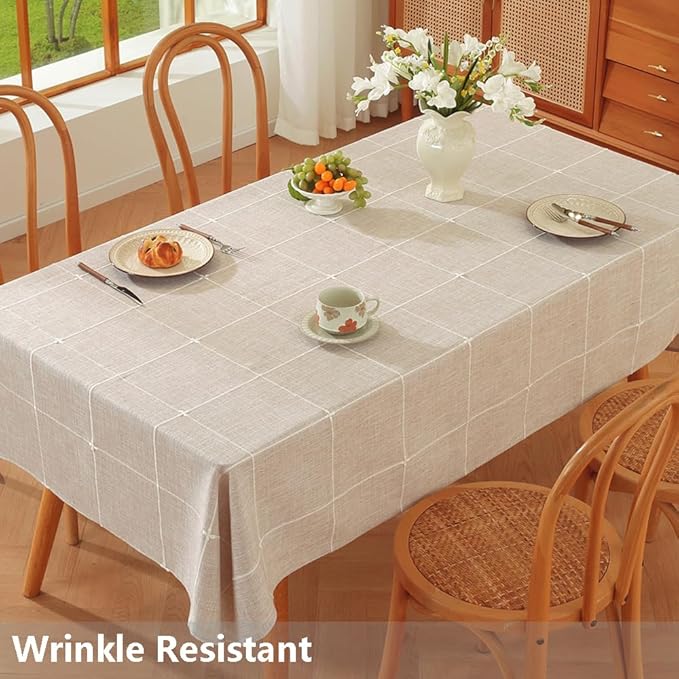 TruDelve Cotton Square Tablecloth 70 x 70 Fabric Farmhouse Cloth Tablecloths Outdoor Table Cloth for Picnic Table Cover (Linen,70"x70",Square)