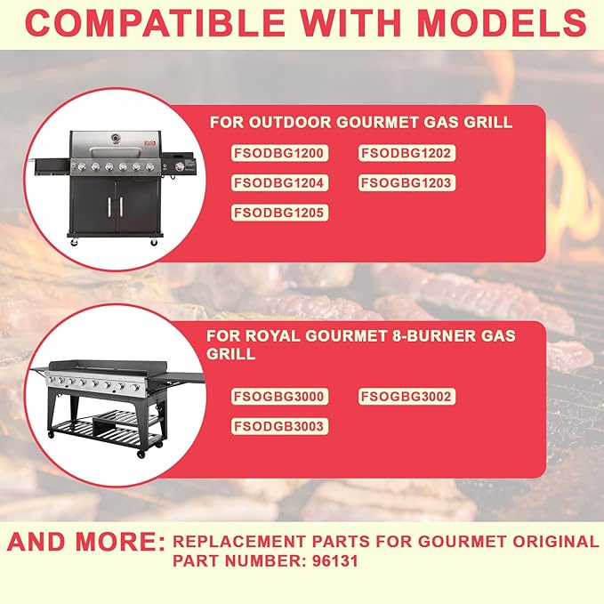 DcYourHome Heat Plate Replacement Parts for Select Outdoor Gourmet Gas Grill Models, for Royal Gourmet 8-Burner Gas Grill, Outdoor Gourmet Parts FSOGBG3002, FSOGBG3000, FSOGBG1203, Porcelain Steel | Heat Shield for Royal Gourmet 8-Burner Gas Grill, Out...
