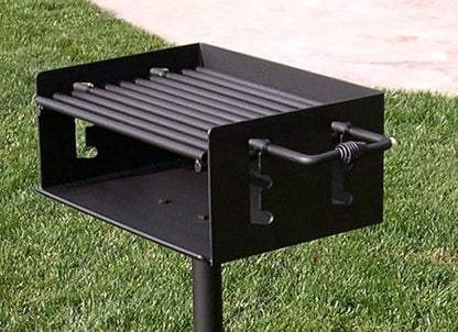 Heavy Duty Outdoor Park Style Charcoal & Wood Grill with Post & Patio Base Plate