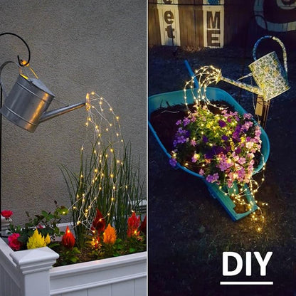Solar Fairy Lights Outdoor, Multi Strand 180 LEDs Watering Can Light, Waterproof Solar Powered Waterfall Lights, Firefly Bunch String Lights for Garden Outside Decor, Warm White