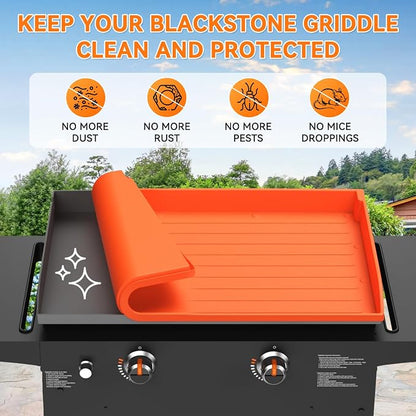 Silicone Griddle Mat Cover for Blackstone - 28 Inch Full-Edge Coverage Magnetic Silicone Grill Cover, Heavy Duty Food Grade Griddle Protective Mat, Keep Your Grill Clean and Rust-Free