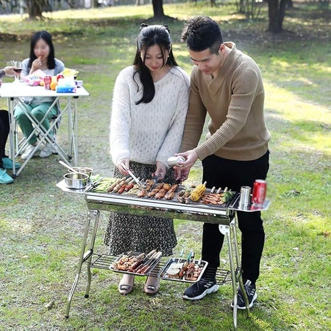 Portable Charcoal Grill for Camping BBQ Outdoor Barbecue Grill, Foldable Charcoal Grills BBQ Grill for Picnic, Stable and Durable Charcoal Grill,A-1