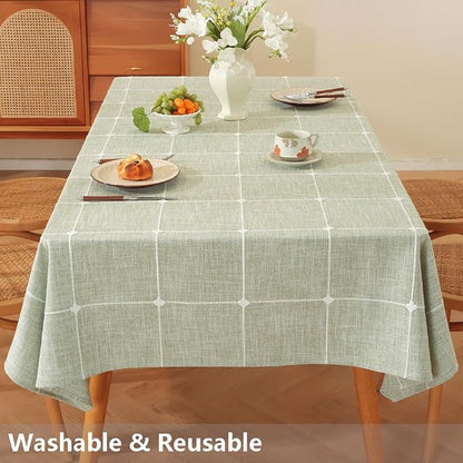 TruDelve Cotton Square Tablecloth 60x60 Green Fabric Farmhouse Cloth Tablecloths Outdoor Table Cloth for Picnic Table Cover (Green,60"x60",Square)