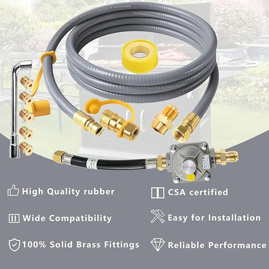 MIV 15ft Upgraded Propane to Natural Gas Conversion Kit for Weber Genesis, Genesis II, Spirit, Spirit II Grills, Natural Gas Hose with Regulator