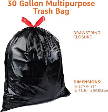 Amazon Basics Multipurpose Drawstring Trash Bags,30 Gallon,(Previously Solimo),50 Count (Pack of 6)