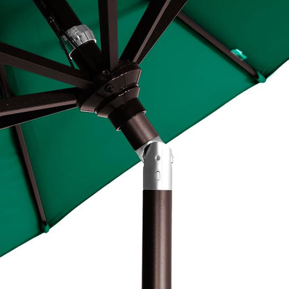 California Umbrella 12-Year-Non-Fading, 9Ft Premium Sunbrella Patio Umbrella, Hand-Crank, Button-Tilt, Bronze Frame, Forest Green Fabric