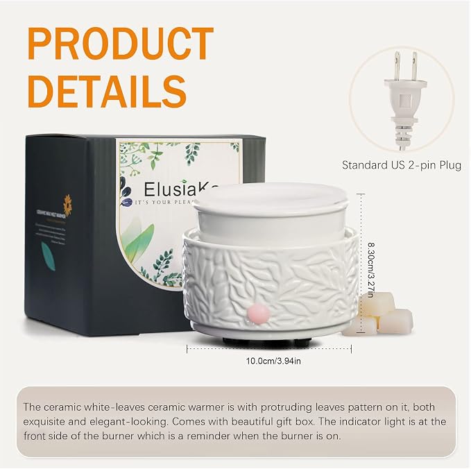 Electric Wax Melt Warmer with Silicone Liner, 3-in-1 Ceramic Scented Wax Burner for Home Aromatherapy, Fast Melting Fragrance Warmer for Essential Oils & Jar Candles, Flame for Women