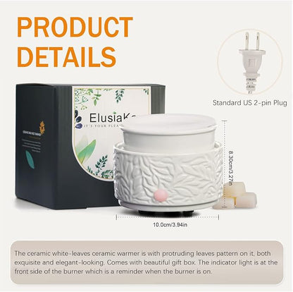 Electric Wax Melt Warmer with Silicone Liner, 3-in-1 Ceramic Scented Wax Burner for Home Aromatherapy, Fast Melting Fragrance Warmer for Essential Oils & Jar Candles, Flame for Women