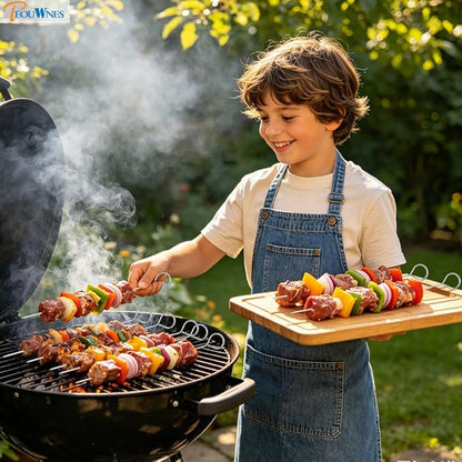 20 PCS 14 Inch Stainless Steel BBQ Kabob Skewers, Metal Kebob Sticks Reusable Grilling Skewers for Turkey, Shrimp, Chicken, Fruit, Vegetable, Meat, Beef