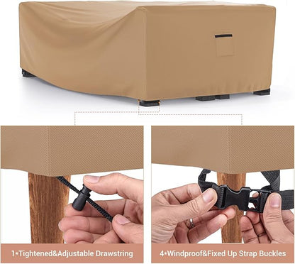 Mrrihand Heavy Duty Patio Furniture Covers, Outdoor Furniture Covers Waterproof Sectional Sofa Set, Patio Table and Chair Set Cover 108" L×82" W×28" H,Brown