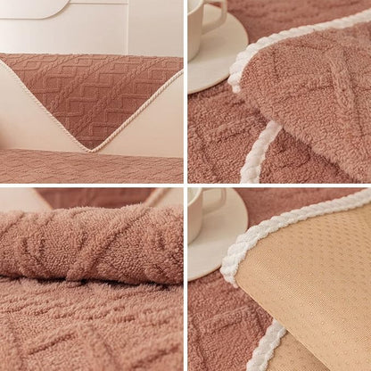 vctops Geometric Jacquard Plush Sofa Couch Covers Farmhouse Neutral Non Slip Sectional Couch Cover Soft Warm Sofa Slipcover for Dogs, Children, Pets Furniture Protector (Orange,28"x59")