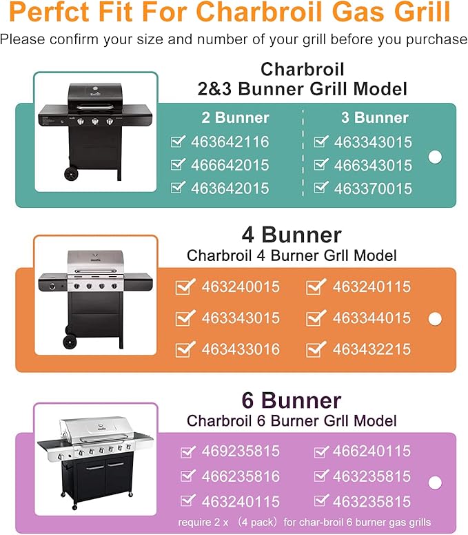 Utheer Grill Replacement Parts for Charbroil Advantage Series 4 Burner 463344015 463343015 463240015 463432215 Gas Grills, 3 Burner 463436815, Grill Burner Heat Plate Shield Adjustable Crossover Tube