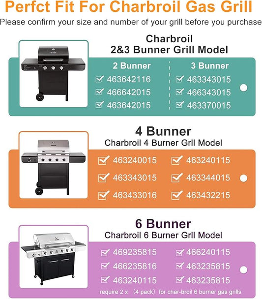 Utheer Grill Replacement Parts for Charbroil Advantage Series 4 Burner 463344015 463343015 463240015 463432215 Gas Grills, 3 Burner 463436815, Grill Burner Heat Plate Shield Adjustable Crossover Tube