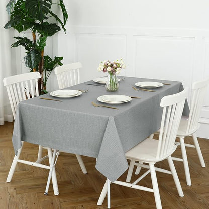 Romanstile 100% Waterproof PVC Tablecloth, Rectangle Oil Spill Proof Stain Resistant Vinyl Table Cloth, Wipe Clean Plastic Table Covers for Kitchen/Dining/Parties - 60 x 120 Inch, Light Grey