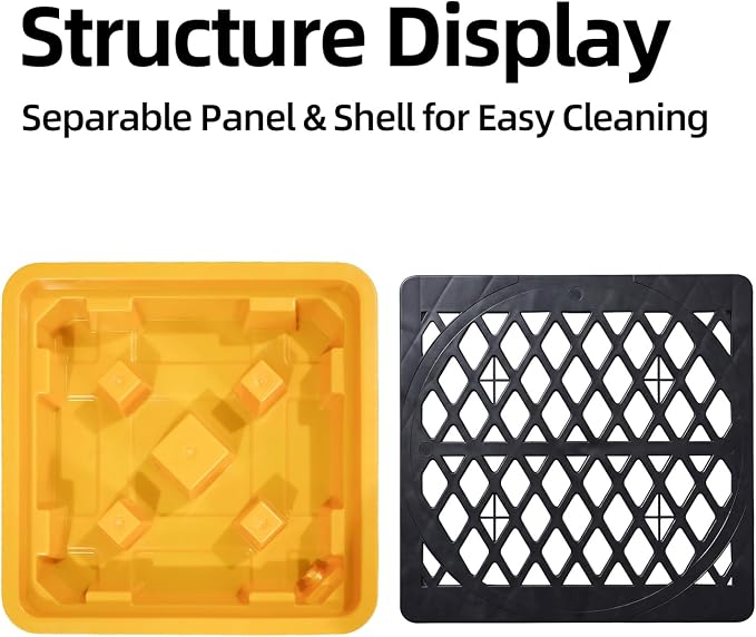 Spill Containment Pallet - Anti-Slip Leakproof Detachable Plastic Tray with Drain for Industrial Use (1 Pc, 26.4 x 26.4 x 6 in)