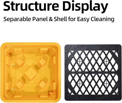 Spill Containment Pallet - Anti-Slip Leakproof Detachable Plastic Tray with Drain for Industrial Use (1 Pc, 26.4 x 26.4 x 6 in)