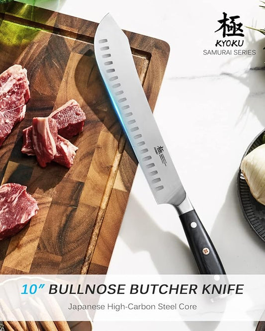KYOKU Samurai Series Knife Japanese Style1 (Bullnose Butcher Knife, 10")