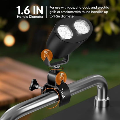 Grill Light BBQ Accessories: Upgraded 10 LEDs Bright Outdoor Grill Light - Flexible Rotation Adjustable C-clamp Smoker Grilling Accessories - Grilling Gifts for Men Dad Husband