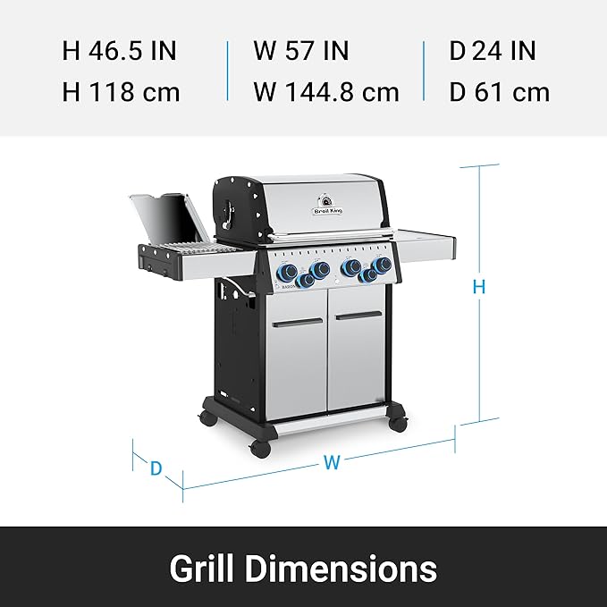 Broil King 677347 Baron S 490 Pro IR 4-Burner Pellet Ready Natural Gas Grill in Stainless Steel with Infrared Infrared Side Burner and Rear Rotisserie Burner
