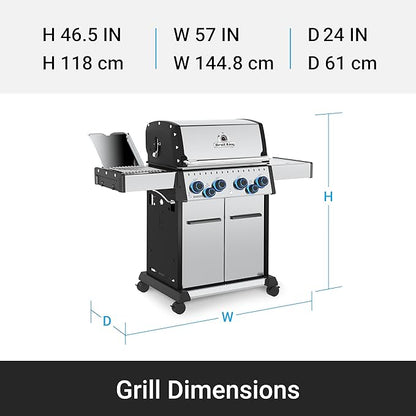 Broil King 677347 Baron S 490 Pro IR 4-Burner Pellet Ready Natural Gas Grill in Stainless Steel with Infrared Infrared Side Burner and Rear Rotisserie Burner