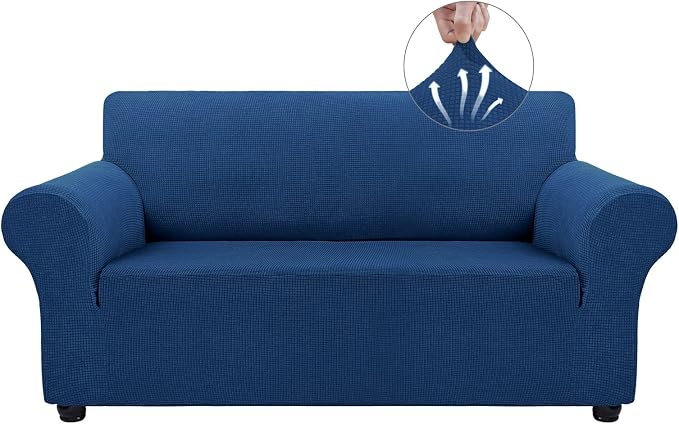 Asnomy Stretch Couch Covers Washable,loveseat Cover Slipcovers,Classic Blue | 1-Piece Sofa Cover(55"-78") loveseat cover Furniture Protector Soft Jacquard,Non-Slip Elastic Bottom for Dogs & Kids