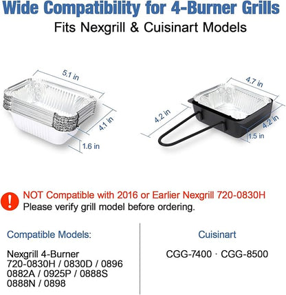 Grill Drip Pan for Nexgrill 720-0830H, 15-Pack Aluminum Foil Liners Grease Tray Replacement for Nexgrill 720-0888N 720-0925P 720-0896 720-08882A & Cuisinart CGG-7400