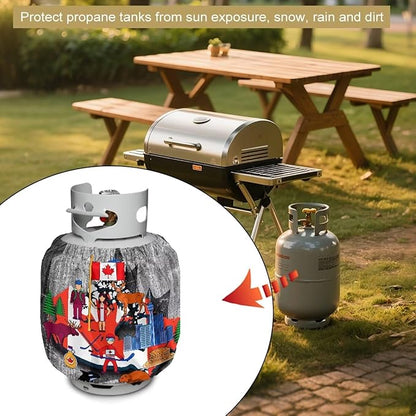 20 lb Propane Tank Cover Protective Propane Tank Blanket for Grill, Travel Trailer RV, and Outdoor Use Windproof Weatherproof Gas Cover Canada Flag
