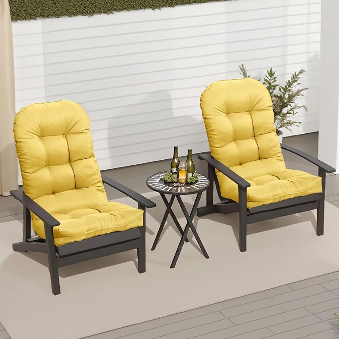 Adirondack Chair Seat Cushion for Outdoor Patio Wicker Porch Furniture | Waterproof cover with straps, PP cotton, high back thick seat pad for adirondack rocking chair lawn indoor outdoor 44x19x4