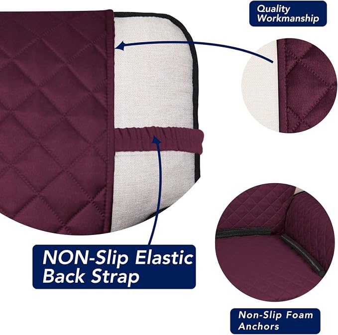 PureFit Reversible Quilted Couch Covers for Dogs Sofa Cover 4 Seater 88" | Wine/Beige, Water Resistant Couch Protector, Washable Pet Couch Cover with Non Slip and Elastic Straps For Kids