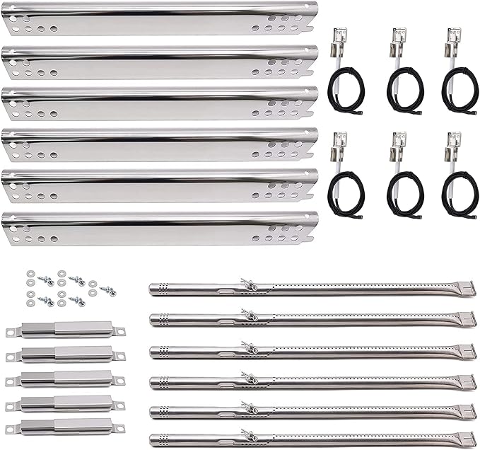 Yiming Grill Replacement Parts for Charbroil Advantage Series 6 Burner 463235815, 463240115, 463344015, 463433016 463343015 Models. Tube, Heat Plate, Carryover Tube and Igniter Kit.