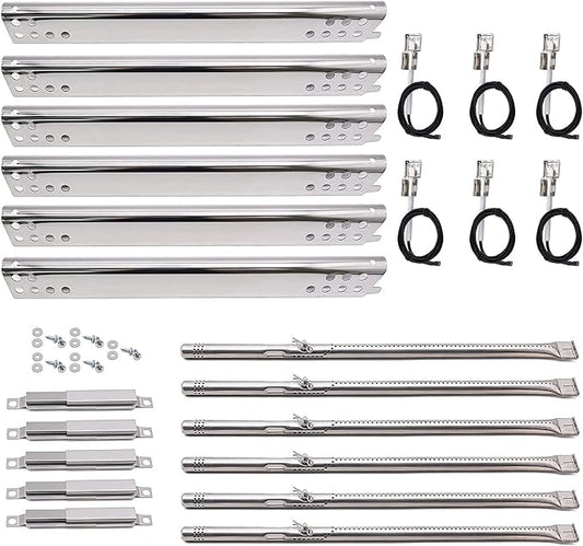 Yiming Grill Replacement Parts for Charbroil Advantage Series 6 Burner 463235815, 463240115, 463344015, 463433016 463343015 Models. Tube, Heat Plate, Carryover Tube and Igniter Kit.