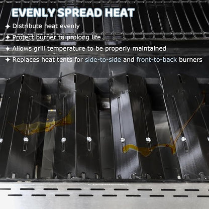 Universal Porcelain Steel Adjustable Grill Heat Plates Heat Tents Heat Shields Grill Burner Cover,Compatible with Weber, Charbroil, Brinkmann, Chargriller etc.,Extends from 11.75" up to 21" L,3 Pack