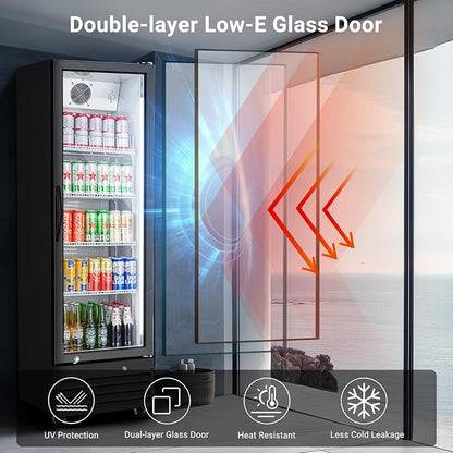 BODEGA BODEGACOOLER 9 Cu.Ft Commercial Beverage Refrigerator with Glass Door,Display Drink Refrigerators fridge for Beer Display Drink Cooler Rapid Cooling & Quiet for Bar Restaurant Office Store Use