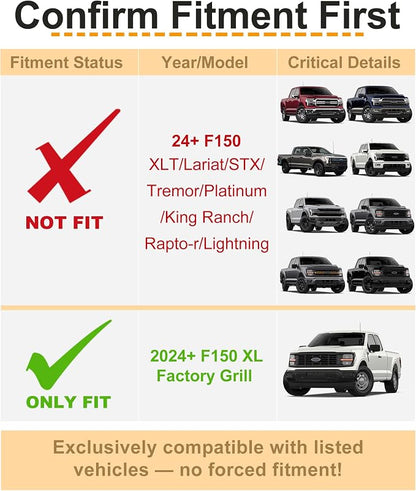 LED Grill Lights for Ford F150 2024-2026 Accessories XL Only, Amber | Direct-Snap F150 Front Grille Marker Lights, OEM-Style Fit, IP68 Waterproof, Raptor-Style Front-End Upgrade, Off-Road Ready