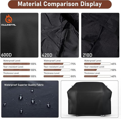 QuliMetal 65 Inches Grill Cover for Weber Genesis 2 4-Burner 400 Series, Heavy Duty Waterproof Outdoor BBQ Cover, Fade Resistant Barbecue Protector, 600D Waterproof, Compared to Weber 7131