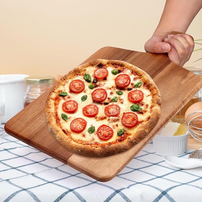 Acacia Wood Cutting Board with Handle Best Cheese for Charcuterie Board Kitchen Wooden Chopping Block for Meat Vegetable Bread Fruit Serving Board Wood Butcher Block Carving Board, 17" X 10"