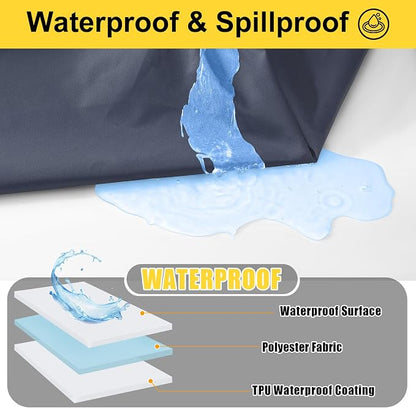 Smiry Picnic Table Cover with Bench Covers, Waterproof Elastic Fitted Polyester Tablecloths for 4 Ft Rectangle Tables, Washable Windproof Tablecloth for Camping, RV & Outdoor (Navy, 24x48 Inches)