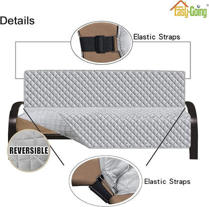 Easy-Going Reversible Couch Cover, Large Futon Sofa, Light Gray/Light Gray | Machine Washable Slipcover For Dogs, Water Resistant Furniture Mat For Living Room, Non-Slip Sofa Cover, Pet Friendly