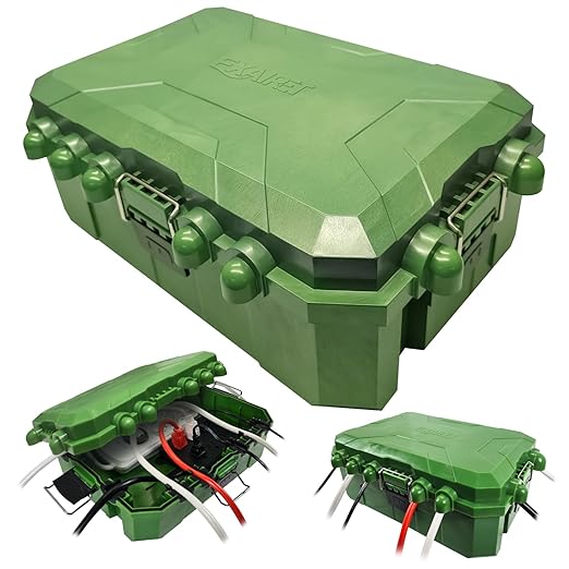 [IMPROVED MODEL] Large Outdoor Electrical Box-13 X 8.7 X 5.2 INCHES, MAXIMUM Water-Protection Extension Cord cover with Metal Latches, Power cord Box for Plugs, Outlets, Christmas Lights, strips.GREEN