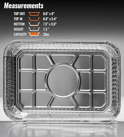 NUPICK 55 Pack 6415 Drip Pans Compatible for Weber Spirit Series, Genesis Series, Q Series Grills, Disposable Aluminum Foil Grease Trays, 8.5" x 6"