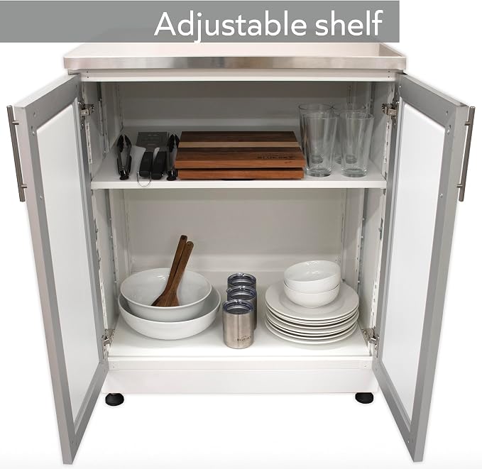 Blue Sky Outdoor Living White Shaker 4-Piece Outdoor Kitchen Combo Set 6 – Modular Weather-Resistant Storage Cabinets
