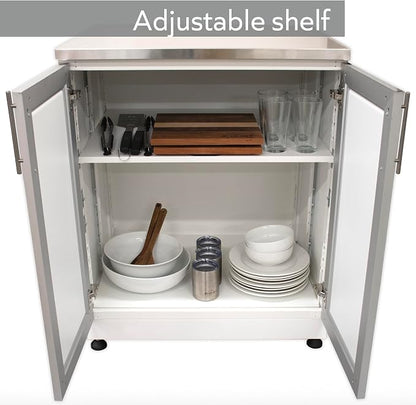 Blue Sky Outdoor Living White Shaker 4-Piece Outdoor Kitchen Combo Set 6 – Modular Weather-Resistant Storage Cabinets